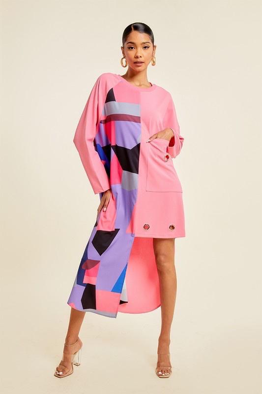 Crowned Geometric Asymmetrical Dress