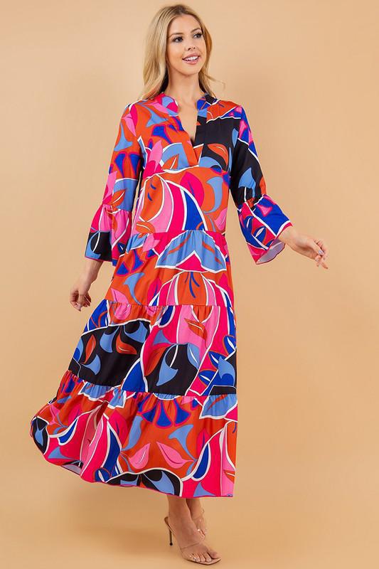 Crowned Printed Midi Dress