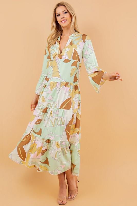 Crowned Printed Midi Dress