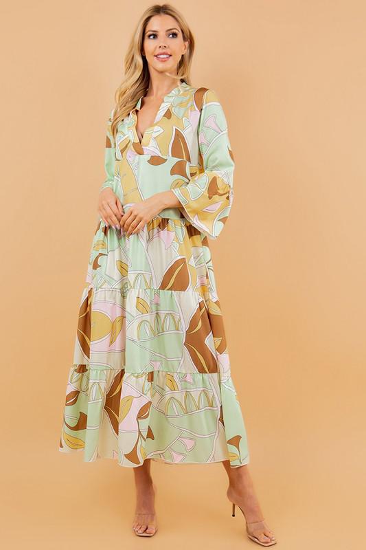 Crowned Printed Midi Dress