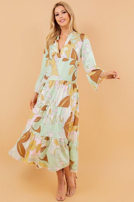 Crowned Printed Midi Dress
