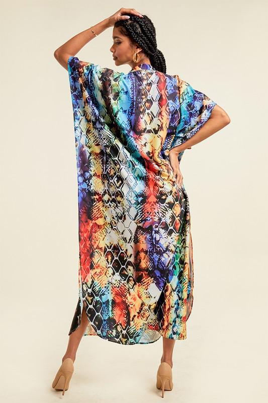 Crowned Printed Oversized Kaftan Dress