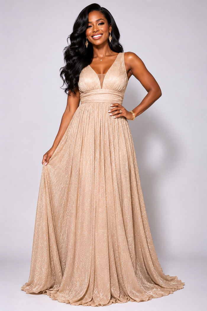 Crowned Radiance Cross-Back Gown