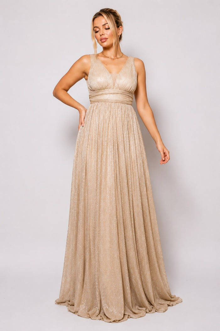 Crowned Radiance Cross-Back Gown