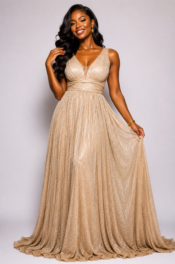 Crowned Radiance Cross-Back Gown