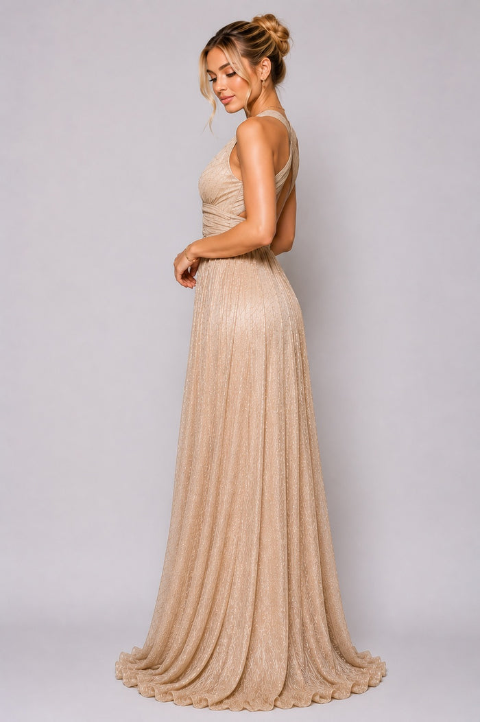 Crowned Radiance Cross-Back Gown