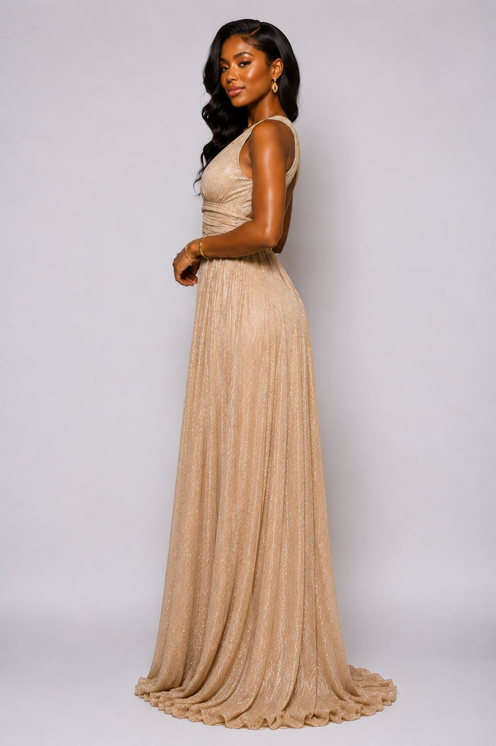 Crowned Radiance Cross-Back Gown