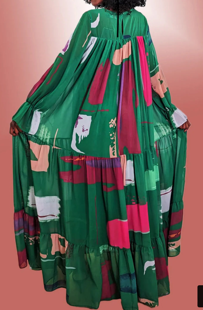 Crowned Statement Belted Maxi Dress
