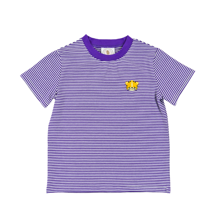 Cypress Row Purple Stripe Tiger Emb. Tee