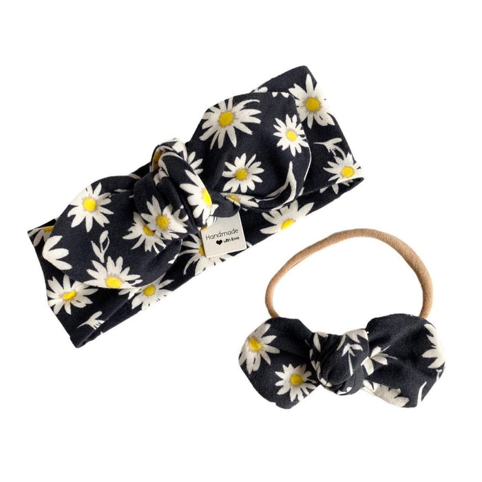 Daisies on Off Black Leggings and/or Headbands