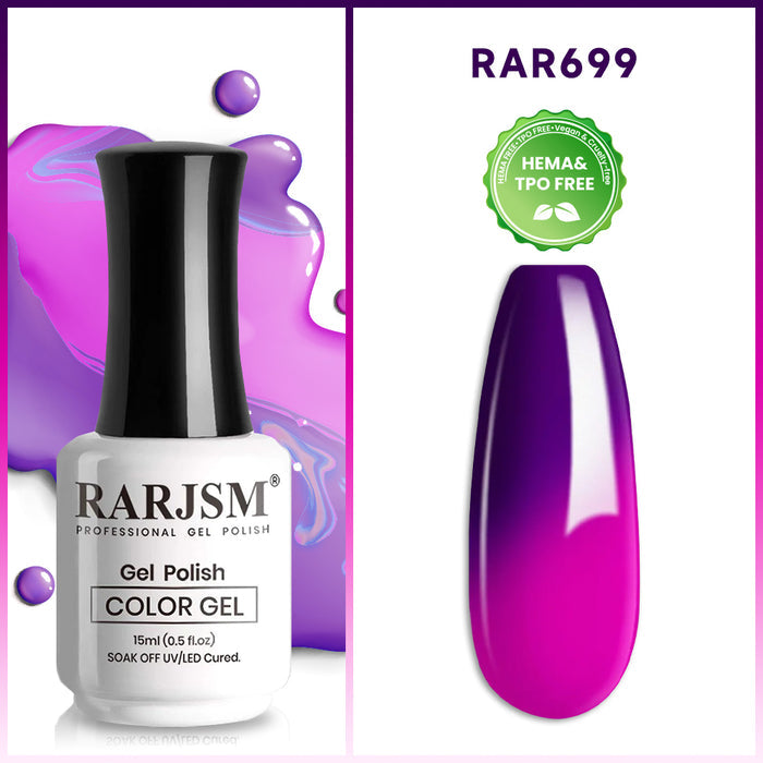 Dark Purple to Bright Purple Temperature color changing gel nail polish 15ml #699