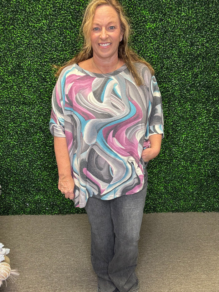 Dear Scarlett Abstract Flowy Top FINAL SALE