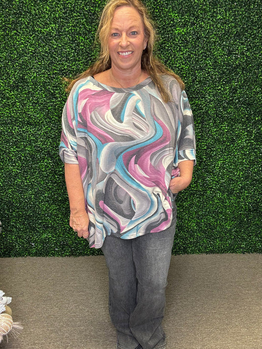 Dear Scarlett Abstract Flowy Top FINAL SALE