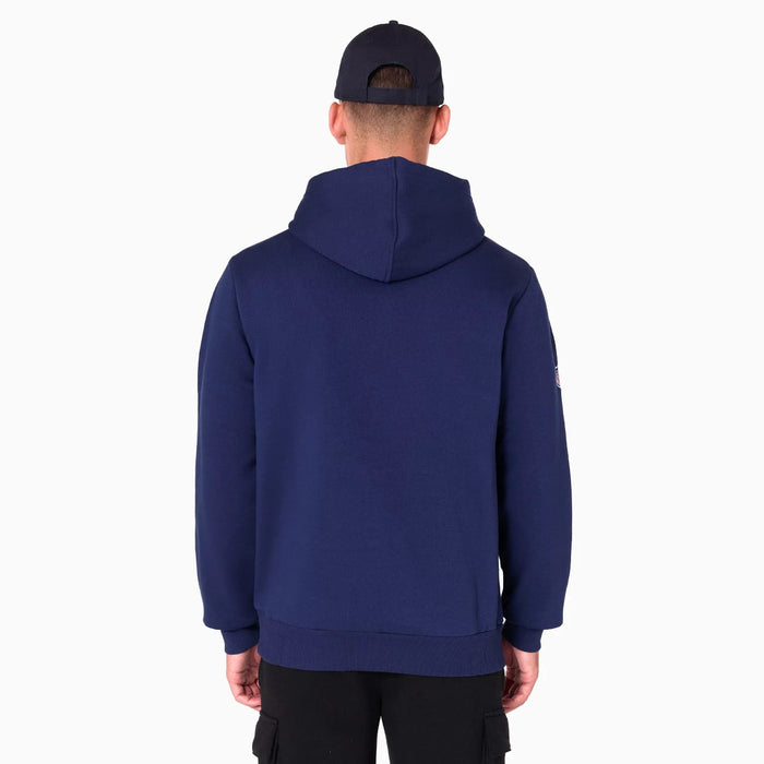 The Male model is wearing Denver Broncos NFL Navy Pullover Hoodie 2