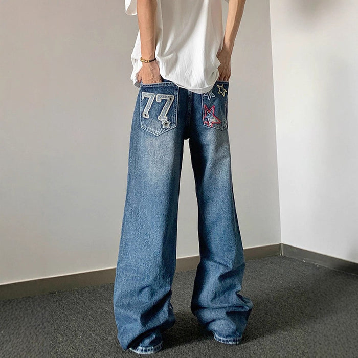 Designer Embroidered High-waisted Retro Loose Slimming Pants