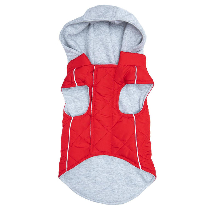 Doggie Design Weekender Quilted Hoodie Dog Jacket - Red