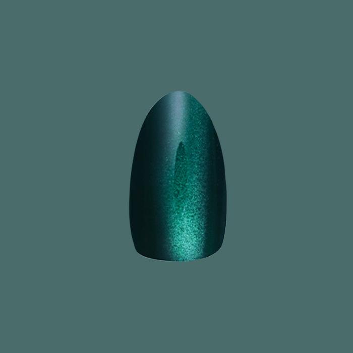 Emerald Velvet - Press-On | Medium | Almond deep emerald green velvet effect false nail single press-on piece
