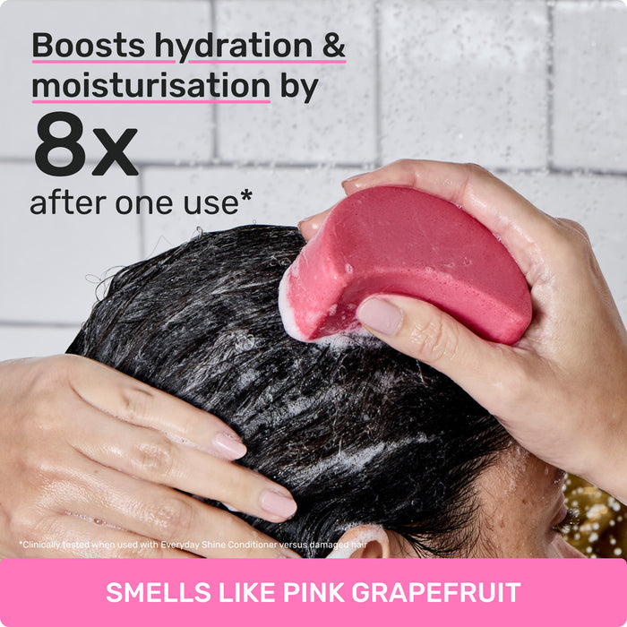 Boosts hydration and moisturization by 8X after one use* 

Clinically tested when used with Everyday Shine Conditioner versus damaged hair 

SMELLS LIKE PINK GRAPEFRUIT