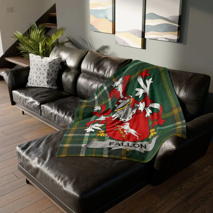 Fallon Family Crest Design Cozy Blanket for Living Spaces