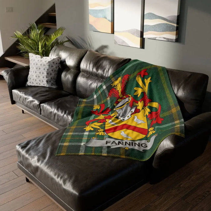 Fanning Family Crest Blanket with a Decorative Design