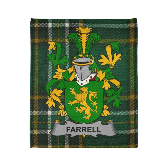 Farrell family crest printed tartan blanket full view