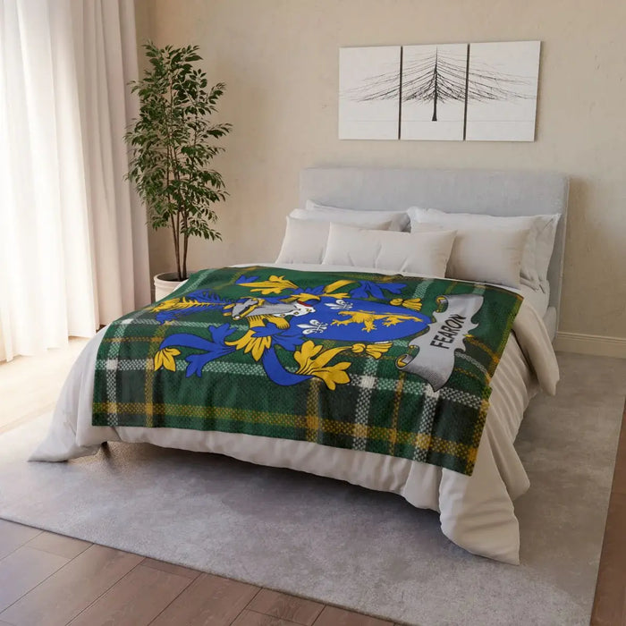 Elegant Green and Blue Patterned Blanket for Cozy Nights