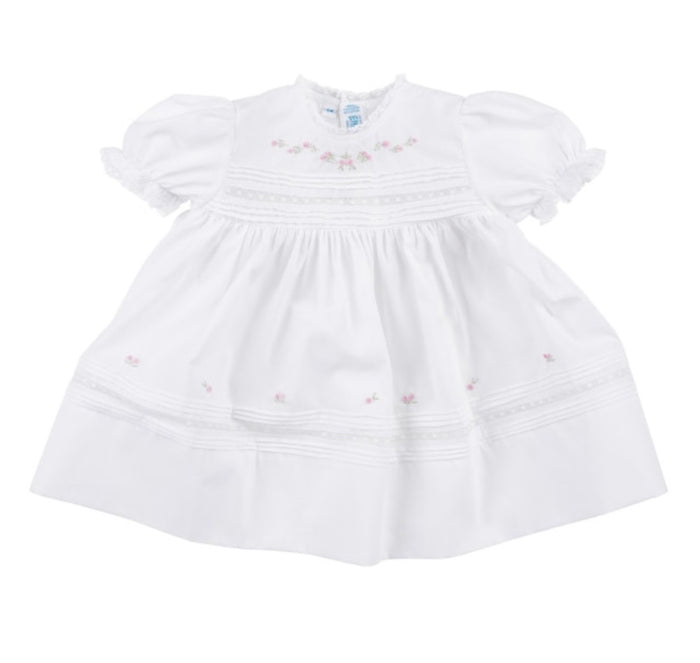 Feltman Floral Bullion Lace Dress-White