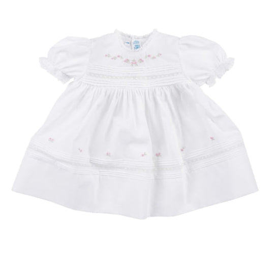 Feltman Floral Bullion Lace Dress-White