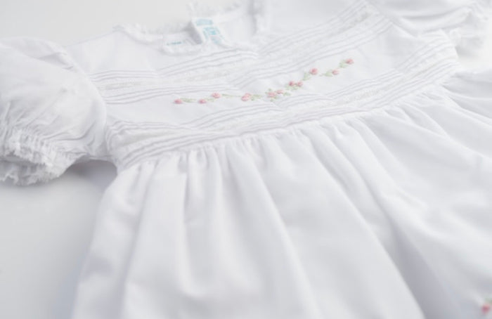 Feltman Floral Bullion Lace Dress-White