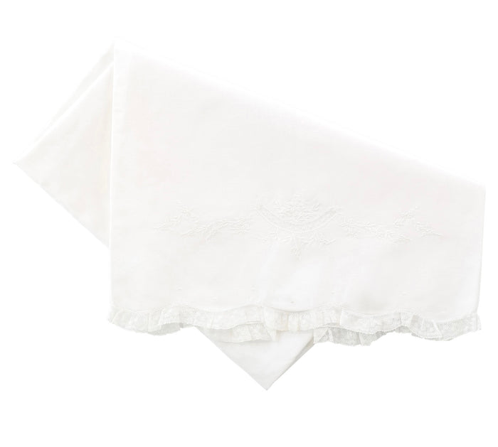 Feltman Girls White Emb Receiving Blanket