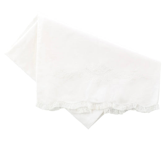 Feltman Girls White Emb Receiving Blanket