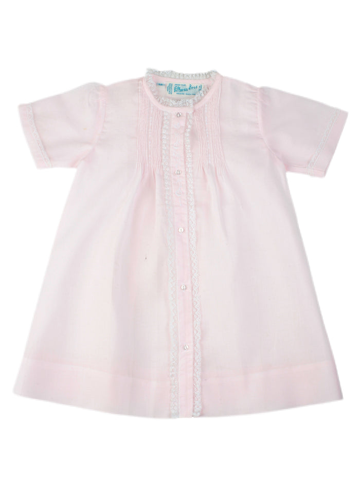 Feltman White Folded Daygown with Lace Trim