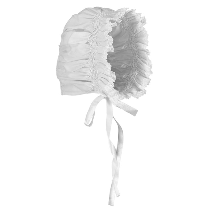 Feltman White Smocked Lace Bonnet