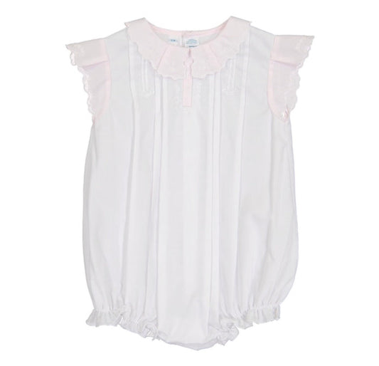 Feltman White/Pink Vintage Fly Sleeve Romper