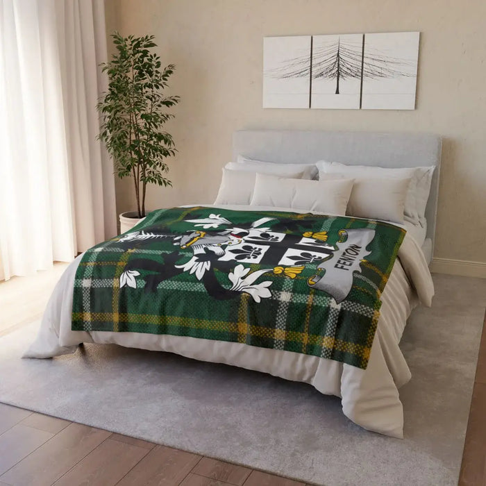 Personalized Green Plaid Crest Design Blanket