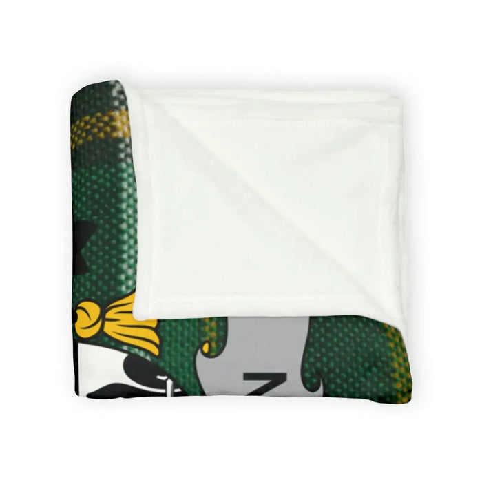 Cozy Soft White and Green Illustrated Blanket