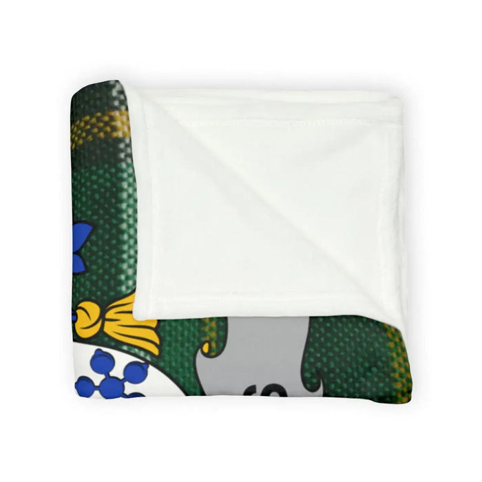 Vibrant Green Patterned Blanket with Colorful Designs