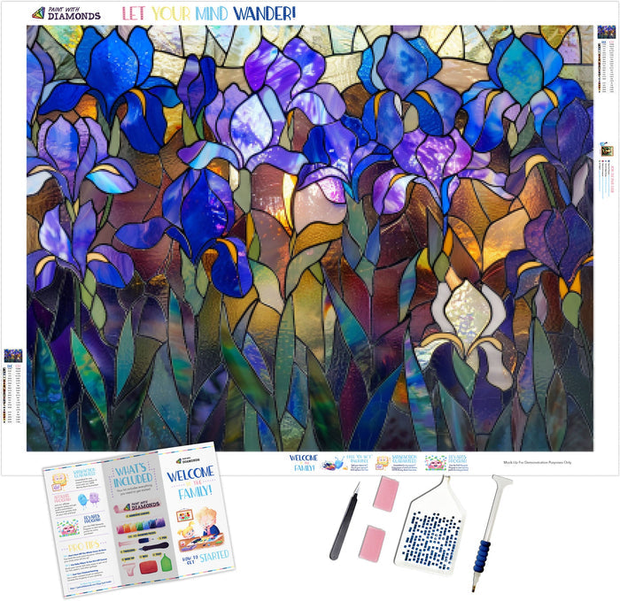 Field Of Irises Stained Glass