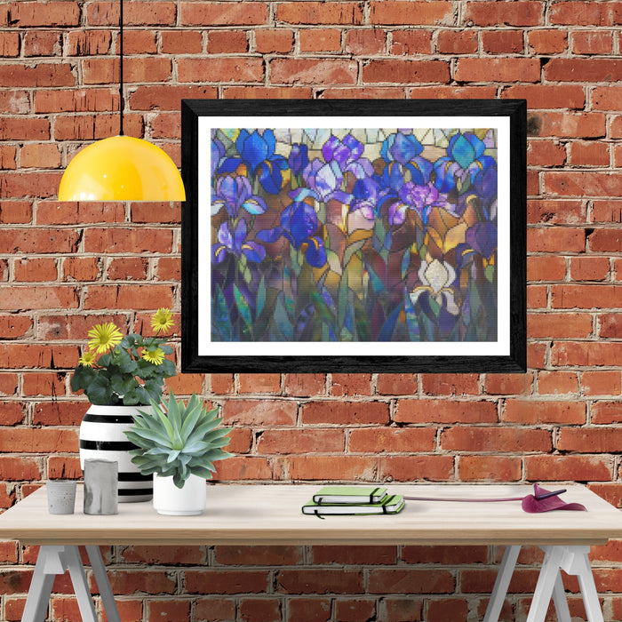 Field Of Irises Stained Glass