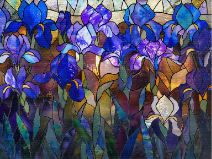 Field Of Irises Stained Glass