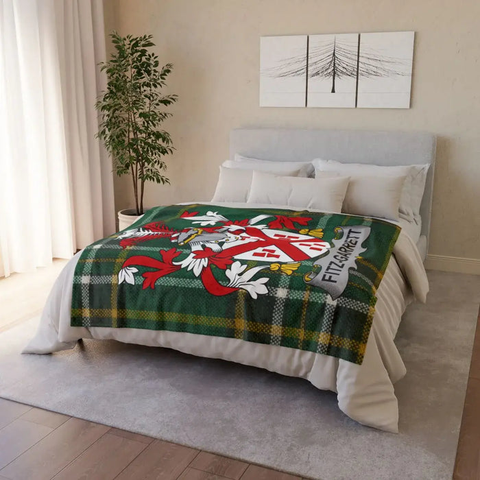 FitzGarrett Family Crest Plaid Blanket for Cozy Comfort