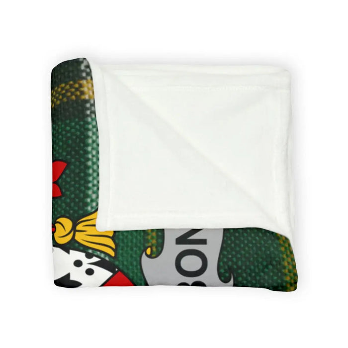 Cozy White Soft Blanket with Green and Red Design