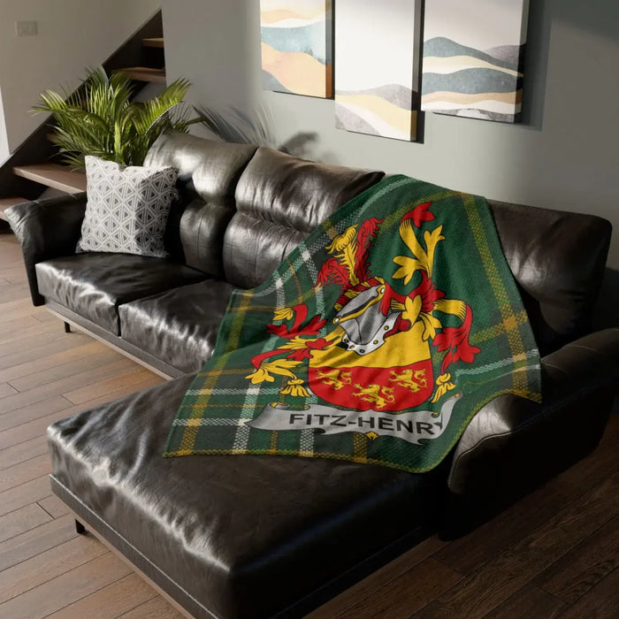 Fitz-Henry Family Crest Coat of Arms Tartan Blanket