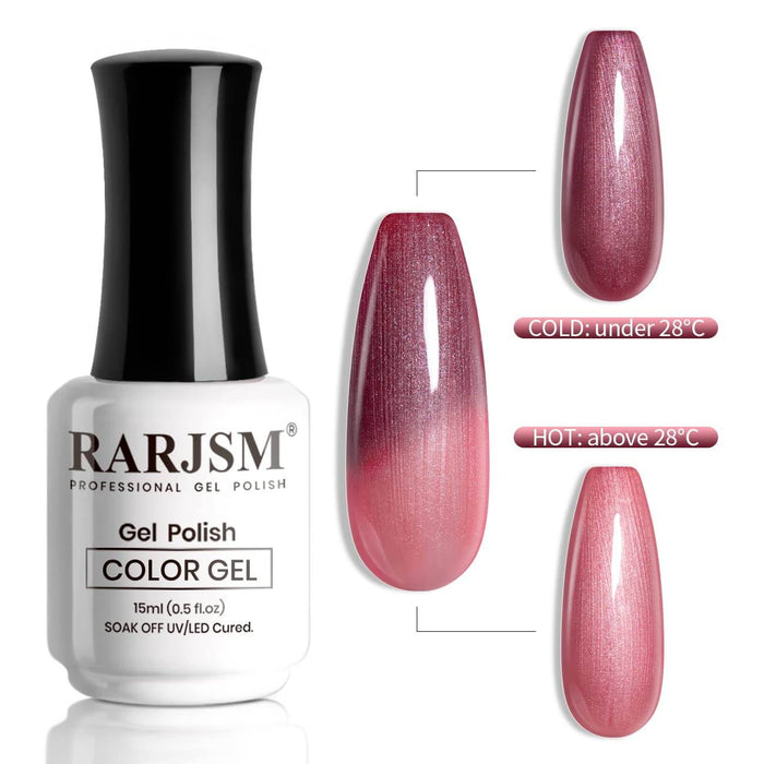 RARJSM ®Burgundy Red Color Changing Thread pearl gel nail polish