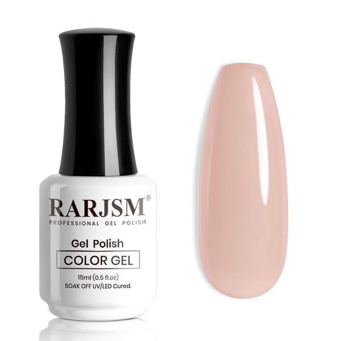 RARJSM Eggshell Pink R540 soft nude gel polish bottle 15ml with creamy finish color swatch professional formula