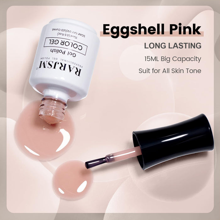 Eggshell Pink gel polish bottle with brush 15ml big capacity long-lasting suits all skin tone