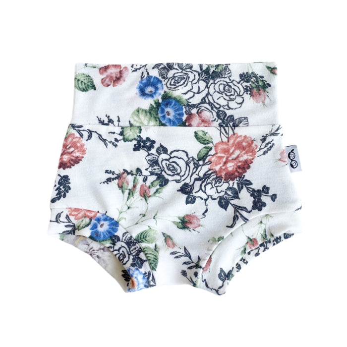 Floral on White Bummies and/or Headbands