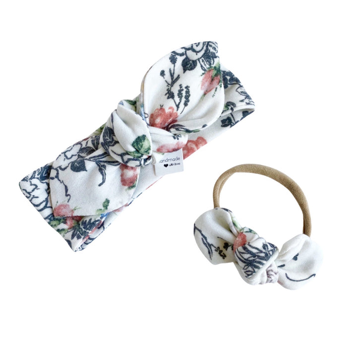 Floral on White Leggings and/or Headbands