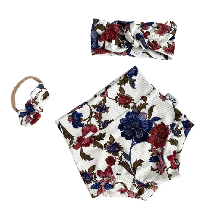 Floral Rib Bummies on Ivory and/or Headbands
