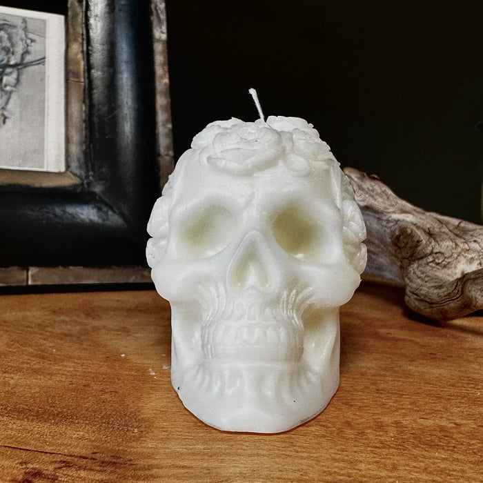 Flower Skull Candle